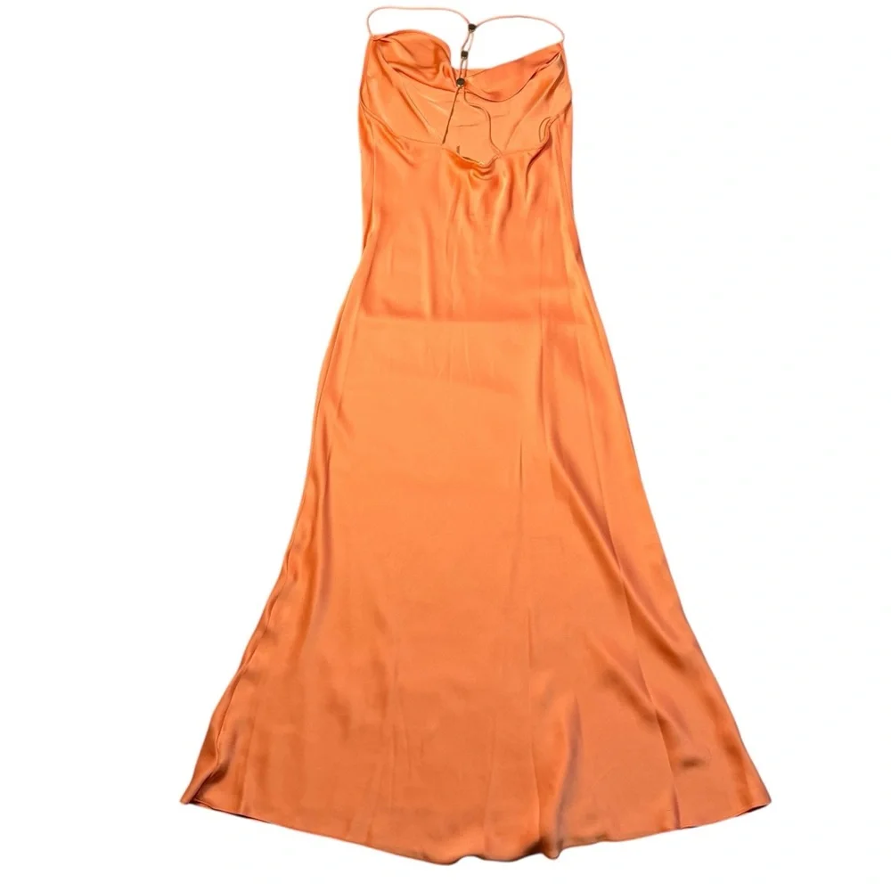 NWT New $495 Ramy Brook Averi Cowl Neck Slip TROPIC ORANGE Dress Size L - Picture 4 of 8